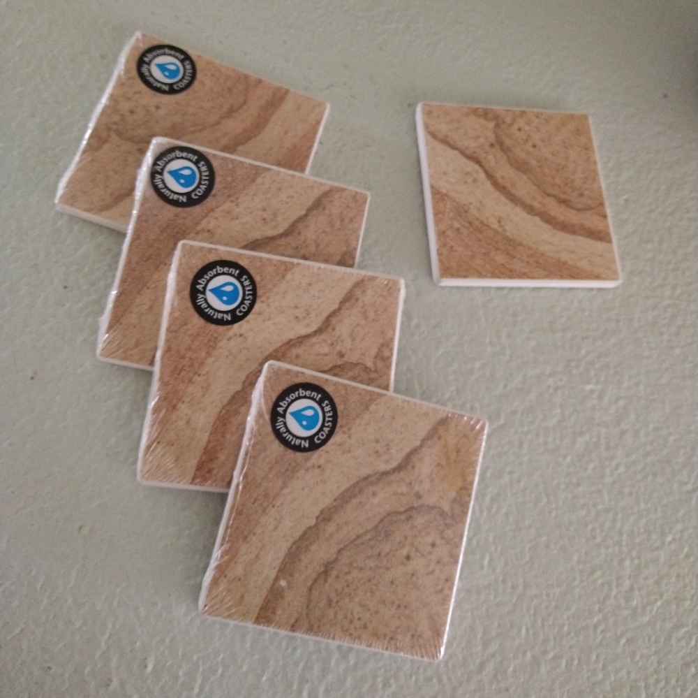NEW Set of 5 Natural Stone Coasters